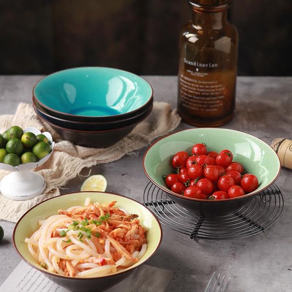 

bowls 1 pieces pottery vintage rice dessert cereal bowl set ceramic 550ml soup/mixing/salad/noodle creative