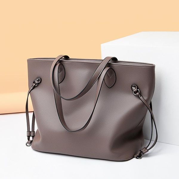 

evening bags casual women handbags large leather tote shoulder for khaki black wine red big hand bag female purse