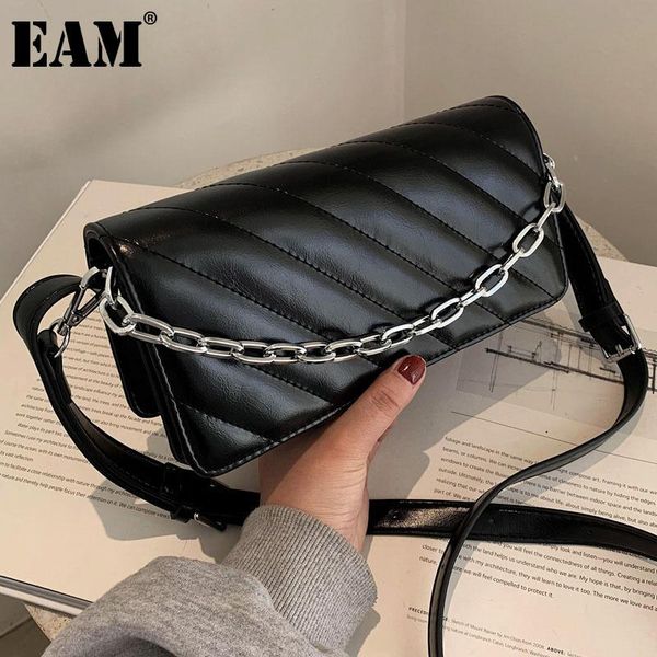 

shoulder bags [eam] women spring pu leather flap personality all-match crossbody bag fashion tide 2021 18a2073