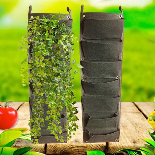 

planters & pots 7 pockets green black plant grow bags growing vertical garden wall hanging vegetable flower planter growth fabric t1