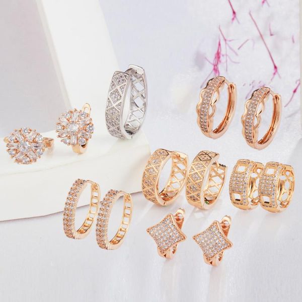

hoop & huggie threegraces stunning cubic zirconia gold color simple geometric small circle round earrings for women trendy jewelry er673, Golden;silver