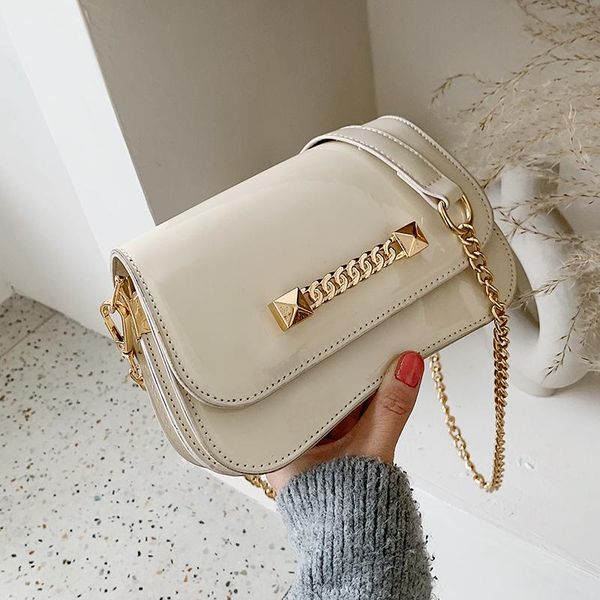

shoulder bags niche design patent pu glossy handbags 2021 fashion -selling chain messenger bag western style square width: 20cm