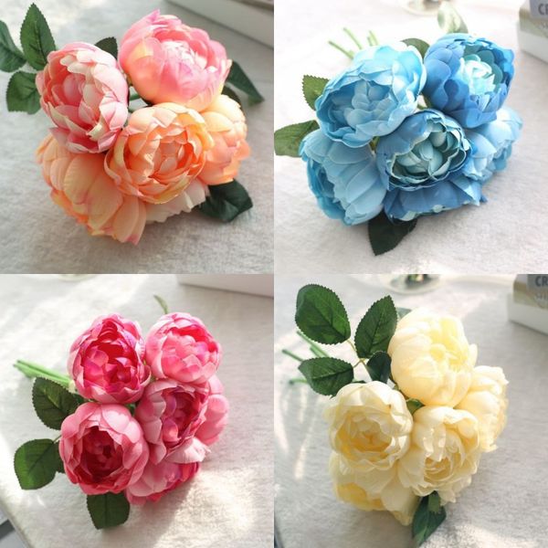 6 Köpfe Künstliche Rose Pfingstrose Seidenblumenstrauß Festival Valentinstag Jahrestag Geschenk Hochzeit Zuhause Tischarrangements Dekoration 241 S2