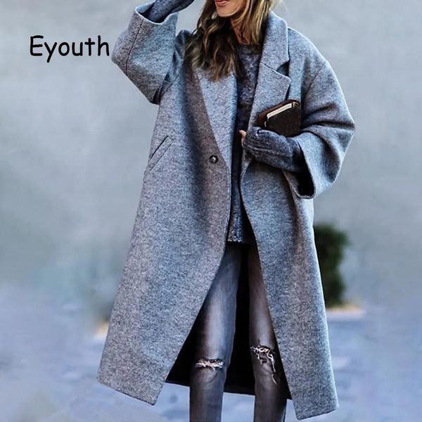 

elegant gray coats fashion women's outwear winter cardigan long sleeve vintage coats simple turn-down collar casual warm coat, Black