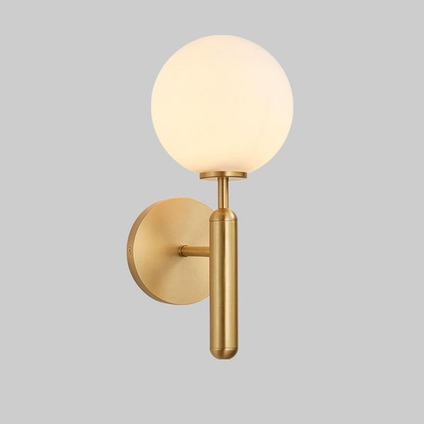 

modern nordic home copper material wall lamp bedside living room bedroom lighting fixtures glass ball shade luminarie 110v 220v