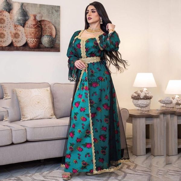 

ethnic clothing muslim fashion dress evening gowns gold embroidery abaya women mesh lace robes dubai arabic turkish kaftan islamic, Red