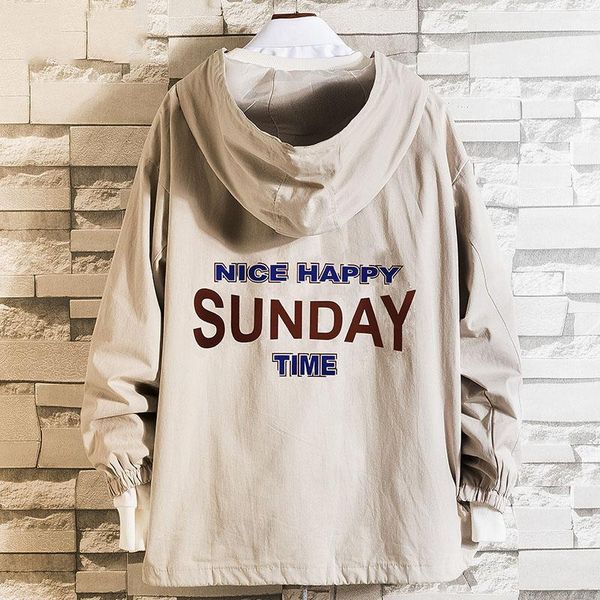 

men's jackets fashion letter print jacket students hooded coat teenager loose fit outerwear arrival 2021 autumn winter, Black;brown