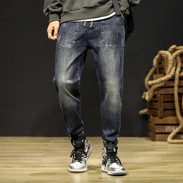 

2021 new fashionable joggers, casual men's breech denim loose baggy harem pants hiphop jeans cowboy clothes 1g4y, Blue