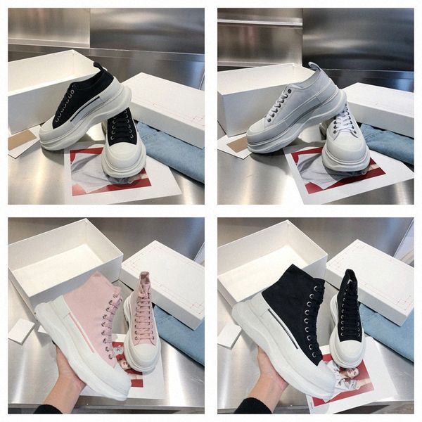 

fashion platform boots shoes men women tread slick canvas sneaker girls high boots pale pink red royal white triple black whith chaussures g