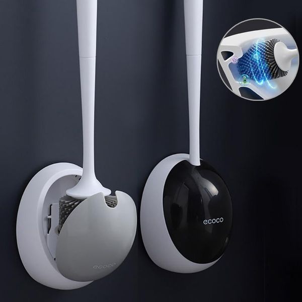 

bath accessory set drainable silicone toilet brush for wc accessories creative wall-mounted cleaning tools restroom bathroom sets no dead co