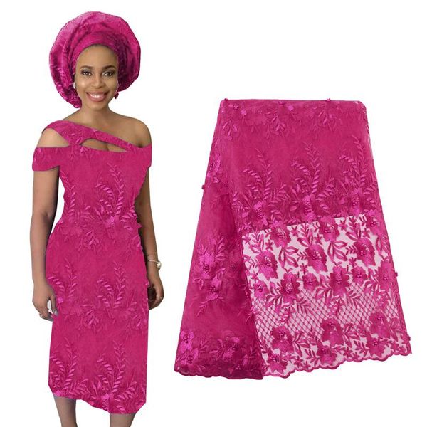 

ribbon african beaded lace fabric nigerian allover embroidery tulle french for wedding dress, Pink;blue
