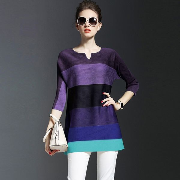 

women's fashion spring and autumn loose color contrast pleated dress a-line bottom women elegant 210615, Black;gray