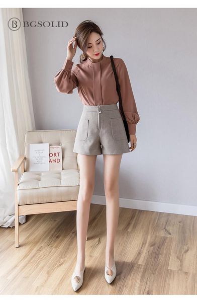 

women's shorts korean version of simple high-waist for spring 2021, White;black