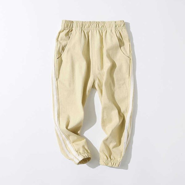 

kids clothes boys pants spring summer pure cotton casual pants sport loose striped children pants elastic waist long trousers 210713, Blue
