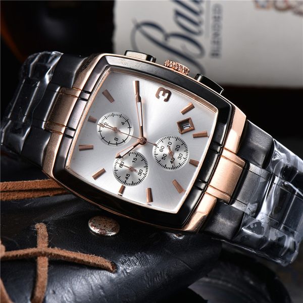

4-mens watch casual business square and round dial multicolor quartz movement stainless steel strap mens gift watch, Slivery;brown