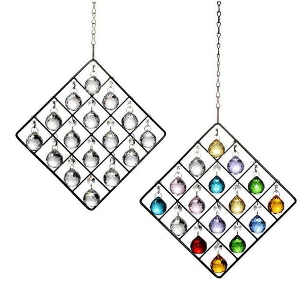 

camal 1set 24" tall square black hanger frame w/ 30mm crystal ball pendant prisms chandelier wedding home decoration centerpiece