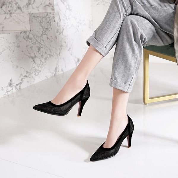 

big size 11 12 13 14 15 16 17 18 19 high heels sandals women shoes woman summer ladies a woman with pointed and shallow sandals, Black