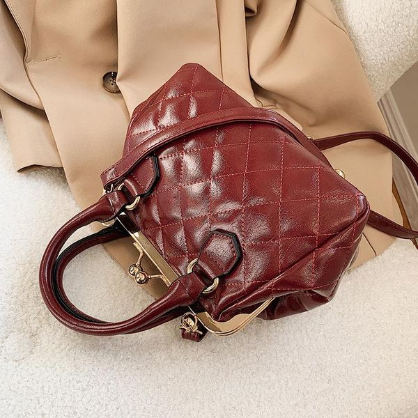 

vintage fashion female tote bag 2021 lozenge pu leather women designer bag high capacity shoulder messenger