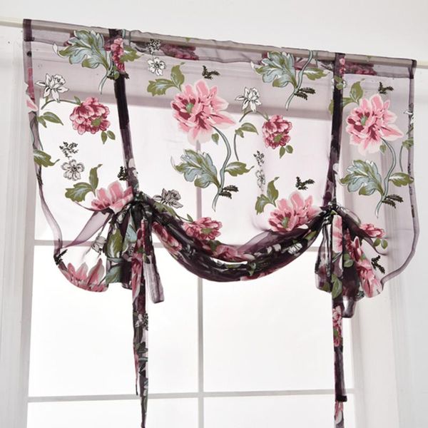 

curtains short floral roman kitchen valance purple tulle fabrics sheer panel modern flower window qw curtain & drapes