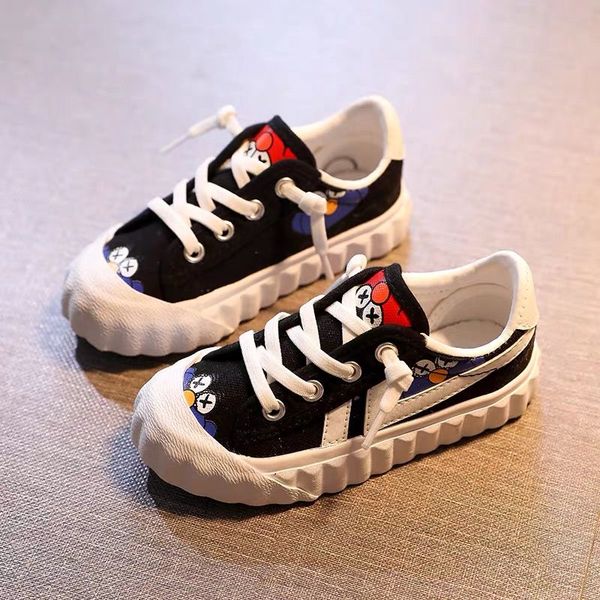 

spring and autumn children canvas shoes girls sneakers breathable boots fashion kids shoes for boys casual shoes student, Black;red