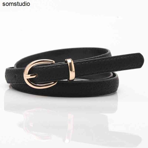 

women faux leather belts candy color thin skinny waistband adjustable simple solid fashion female, Black;brown