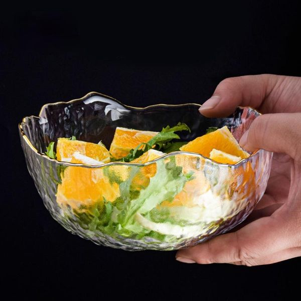 

dishes & plates glass container salad bowl fruit plate household hammer mesh tea set dishwashing creative transparent tableware