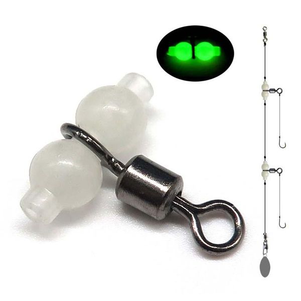 

mini fishing 100 pieces luminous 3 way fishing swivels sea accessories rolling swivels connector hook