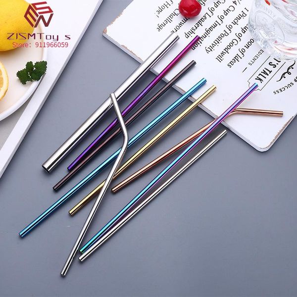 

drinking straws 2/4/8pcs reusable straw 304 stainless steel colorful metal with cleaning brush for mugs 20/30oz