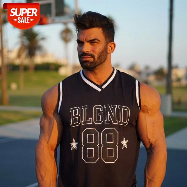 

2020 new gyms tank bodybuilding men elastic running vest v-neck gyms tank men sleeveless shirts muscle fitness #ao3x, White;black
