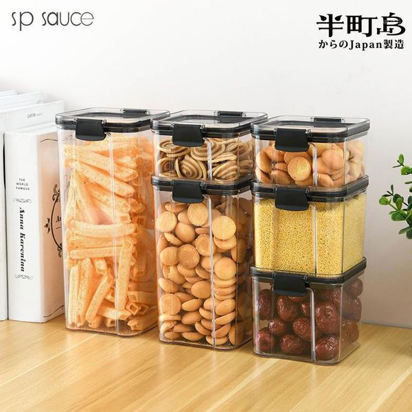 

2-4pcs set plastic containers transparent stackable dry storage box kitchen spaghetti noodles sealed bottles & jars