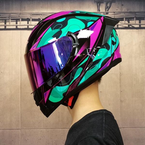 

motorcycle helmets complete mask, classic double lens racing helmet