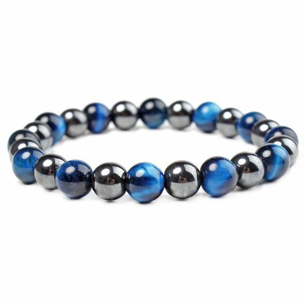 

beaded, strands 8mm magnetic stone and tiger eye beaded healthy energy couple bracelet diy hand jewelry yoga chakra holiday gift, Black