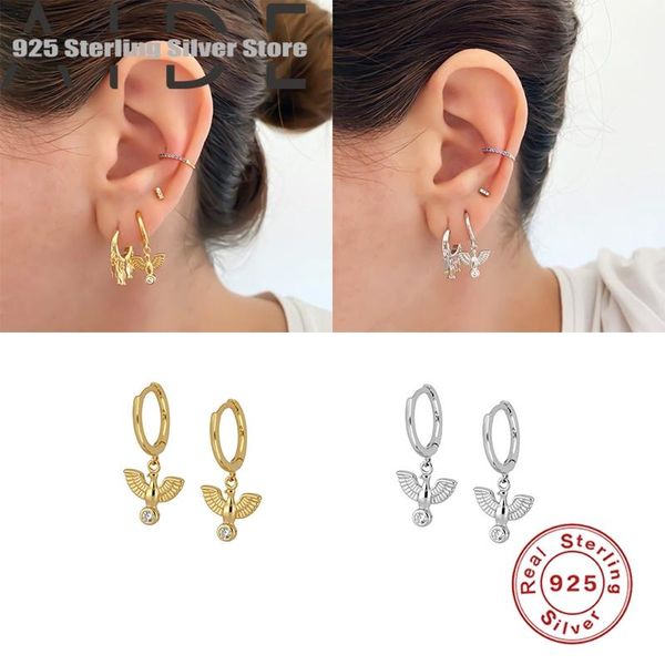 

hoop & huggie aide vintage punk hollow studs jewelry love peace boho ear animal bird climbers earrings women gift, Golden;silver