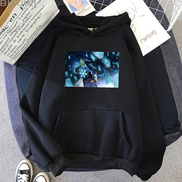 

men's hoodies & sweatshirts game anime genshin impact women men print pullovers streetwear fashion casual clothing, Black