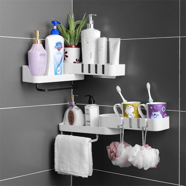 

hooks & rails wall-mounted multifunctional bathroom shelf kitchen supplies toilet organizer double layer rotating spice rack storage