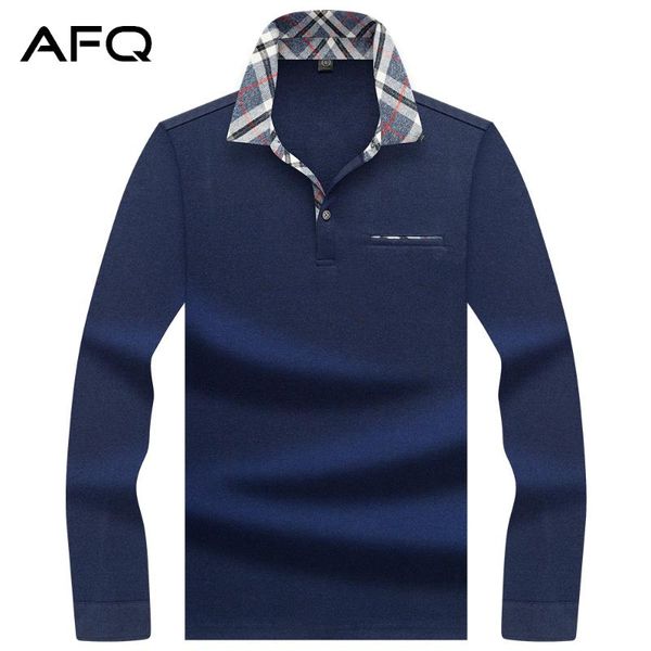 

men's polos 2021 long-sleeved t-shirt thin section middle-aged spring and autumn lapel loose pocket cui shirt bottoming, White;black