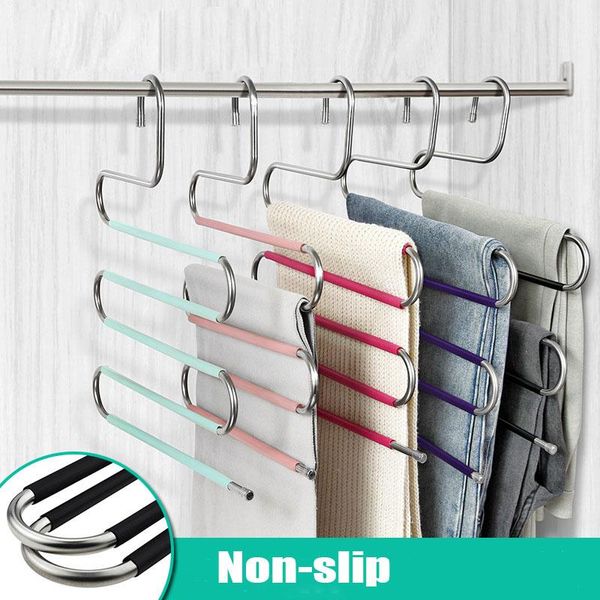 

5 layers s shape clothes hangers pants storage hangers cloth rack multilayer storage closet organizer clothes drying hanger