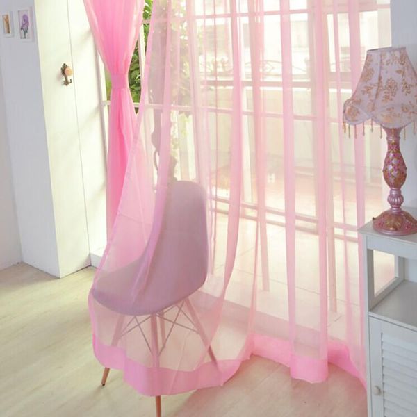 

curtain & drapes 1 pcs pure color tulle door window drape panel sheer scarf valances transparent curtains for bedroom