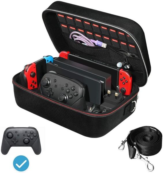 

storage bags carrying case for switch, portable travel all protective hard messenger bag lining switch console pro controlle