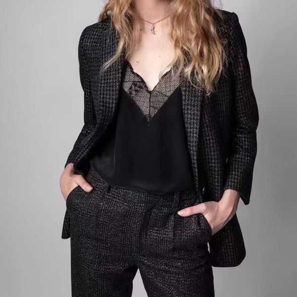 

women's suits & blazers blazer notched single button long sleeve double pockets casual wool blended autumn 2021 lady suit outwear coat, White;black