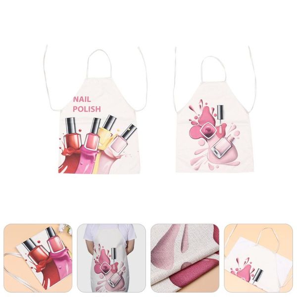 

aprons 2pcs creative nail polish pattern household apron kitchen cooking