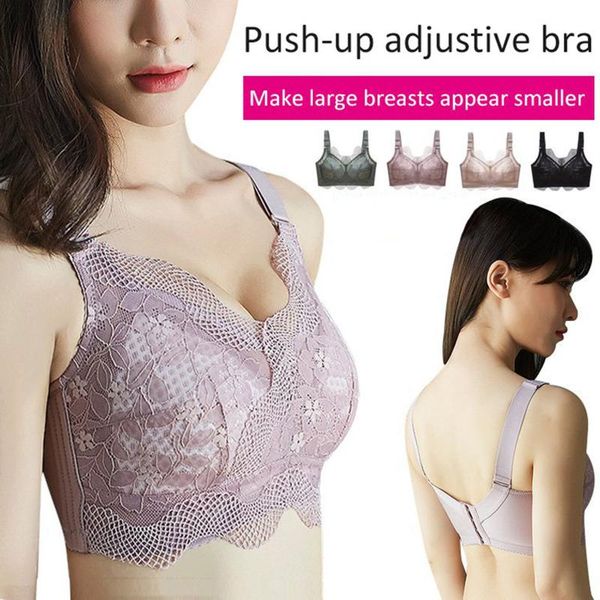 

camisoles & tanks ladies no steel ring gathered adjustable lace big breasts show small bra fat mm cup breast collection, Black;white