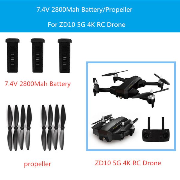 

2pcs or 3pcs 7.4v 2800mah lithium battery/propeller/usb line for zd10 wifi fpv rc drone zd10 accessories main blades