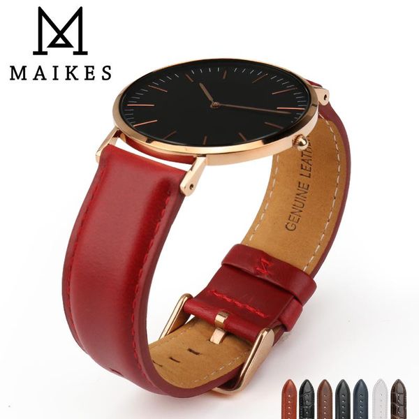 

watch bands maikes genuine leather replace bracelet trendy red women band 12/13/14/16/17/18/19/20 for lady strap, Black;brown