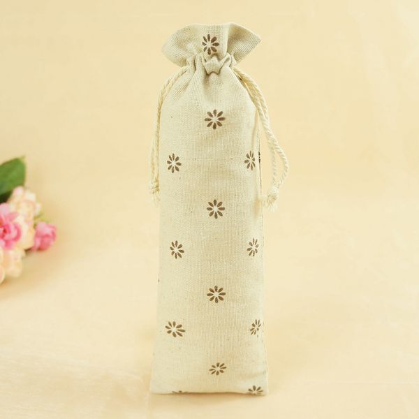 

24*7.5cm linen drawstring bags fresh style comb bag design printing gift cotton package bags gift pouch sack burlap cloth bags, Blue;pink