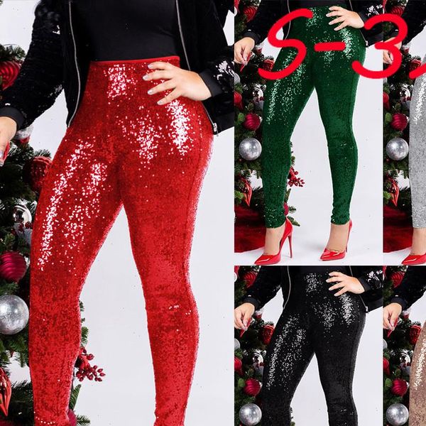 

women plus size legging shiny sequin slim leggings pants ladies clubwear trousers push up leggings leather legging 38, Black