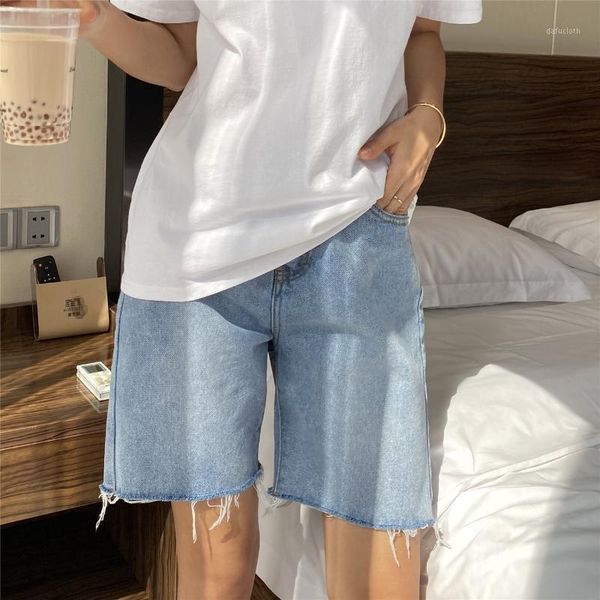 

women's jeans 2021 summer denim shorts high waist slim casual with hole bermuda jean, Blue