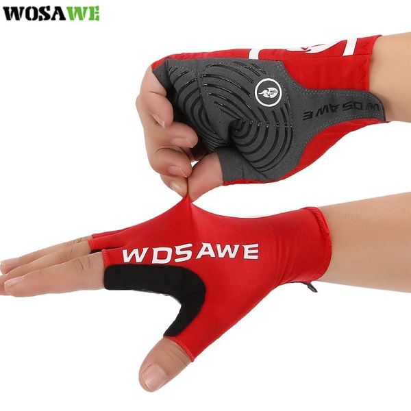 

cycling gloves wosawe bike half finger shockproof breathable mtb mountain bicycle sports men women equipment, Black