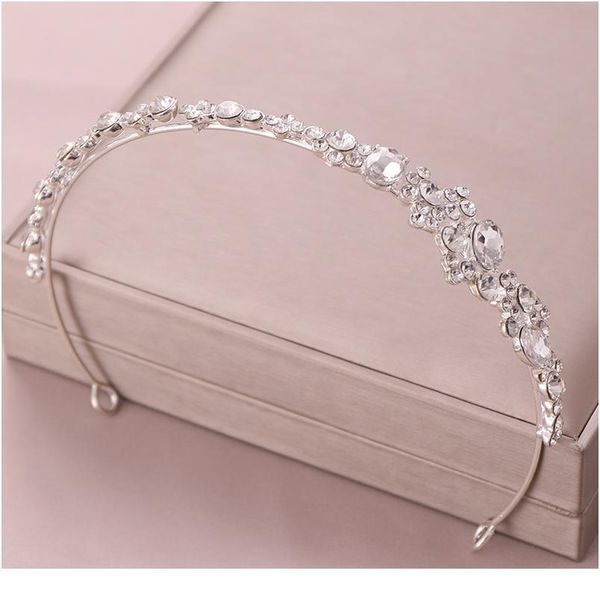 

trendy bride headband silver color rhinestone crystal tiara wedding crown princess tiara jewelry bride wedding hair qyllzl