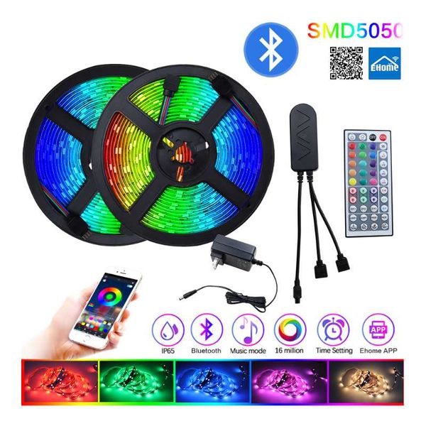 

bluetooth app music led strip light 5/10m rgb flexible ribbon 12v color changeable waterproof diode tape for home deco